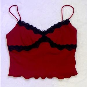 Red & Black Y2k inspired Laced Crop Top